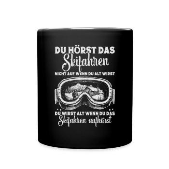 Skifahrer Wintersportler Skipiste Skifahren - Tasse einfarbig - Schwarz - Vorne