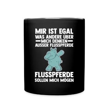 Nilpferd Flusspferd - Tasse einfarbig - Schwarz - Vorne