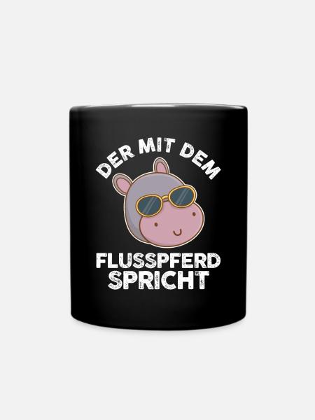 Nilpferd Flusspferd - Tasse einfarbig - Schwarz