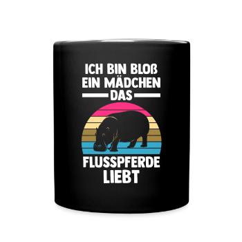 Nilpferd Flusspferd - Tasse einfarbig - Schwarz - Vorne