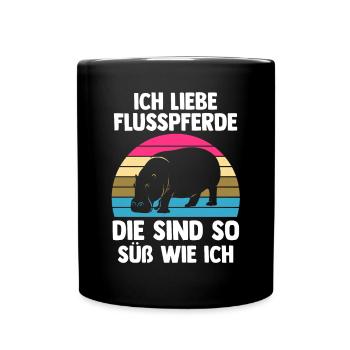 Nilpferd Flusspferd - Tasse einfarbig - Schwarz - Vorne