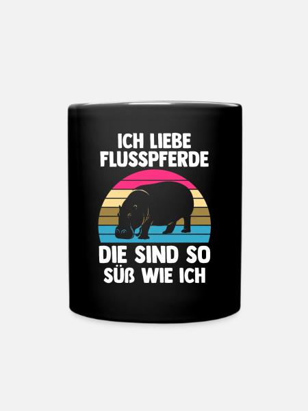 Nilpferd Flusspferd - Tasse einfarbig - Schwarz