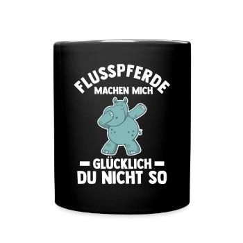 Nilpferd Flusspferd - Tasse einfarbig - Schwarz - Vorne