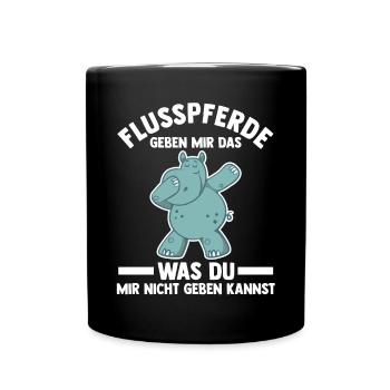 Nilpferd Flusspferd - Tasse einfarbig - Schwarz - Vorne