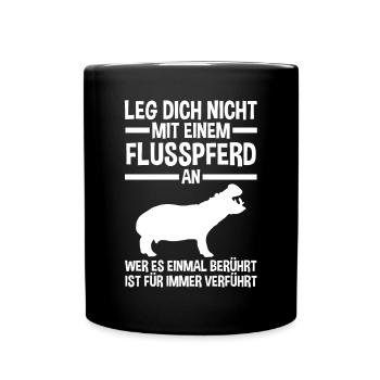 Nilpferd Flusspferd - Tasse einfarbig - Schwarz - Vorne