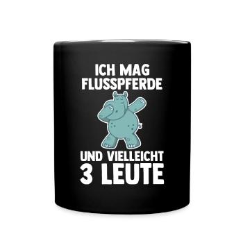 Nilpferd Flusspferd - Tasse einfarbig - Schwarz - Vorne