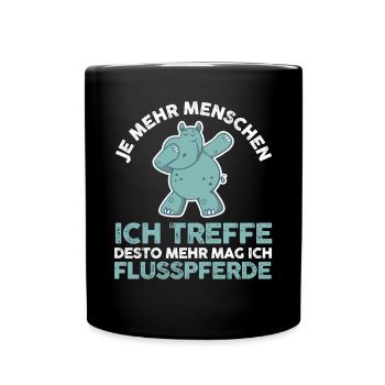 Nilpferd Flusspferd - Tasse einfarbig - Schwarz - Vorne