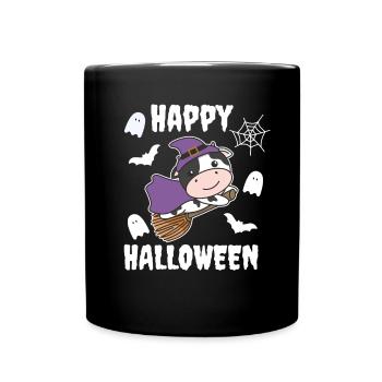 Vache Joyeux Halloween Sorcière Enfants Sorcières Costume - Mug uni - noir - Devant