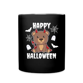 Bear Happy Halloween Cute Devil Kids Costume - Full Colour Mug - black - Front