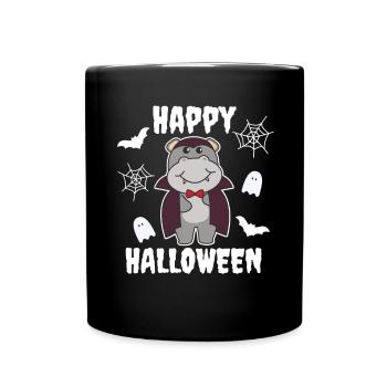 Hippo Happy Halloween Cute Vampire Costume - Full Colour Mug - black - Front