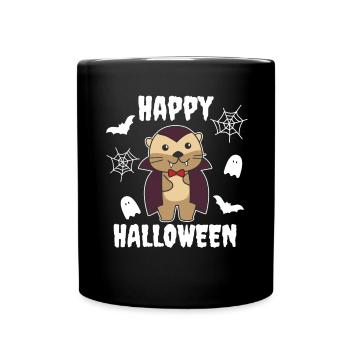 Otter Happy Halloween Cute Vampire Costume - Full Colour Mug - black - Front