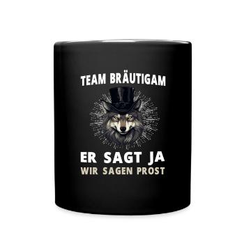 Wolf Junggesellenabschied Bräutigam Hochzeit - Tasse einfarbig - Schwarz - Vorne