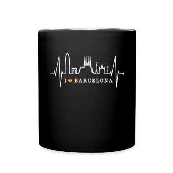Barcelone Skyline Espagne Heartbeat Fan Barcelone - Mug uni - noir - Devant