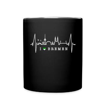 Bremen Skyline Bremen Heartbeat Fan Heart Love - Full Colour Mug - black - Front