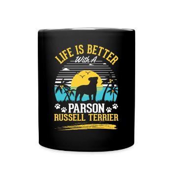Life is better with Parson Russell Terrier - Full Colour Mug - black - Front