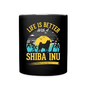 Das Leben ist besser mit Shiba Inu - Tasse einfarbig - Schwarz - Vorne