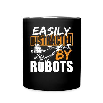 Facilement distrait par les robots Robotique Lover Droid B - Mug uni - noir - Devant