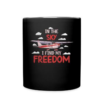 In The Sky I Find My Freedom Model Airplane - Full Colour Mug - black - Front