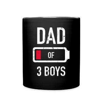 Dad of 3 three boys low battery gift for father's - Full Colour Mug - black - Front