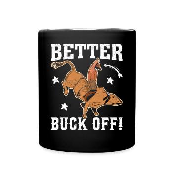 Funny bull rider bull riding cowboy - Full Colour Mug - black - Front