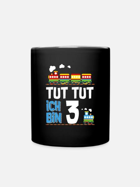 3. Geburtstag Tut Tut Eisenbahn Zug 3 Jahre - Tasse einfarbig - Schwarz