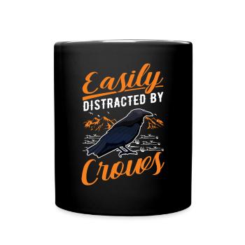 Facilement distrait par les corbeaux Corbeau Corbeau Corbeau - Mug uni - noir - Devant