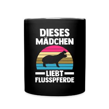 Nilpferd Flusspferd - Tasse einfarbig - Schwarz - Vorne