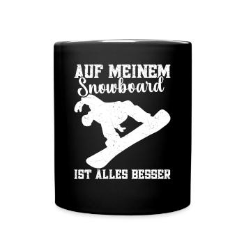 Snowboarden Wintersport Berge Snowboardfahrer - Tasse einfarbig - Schwarz - Vorne