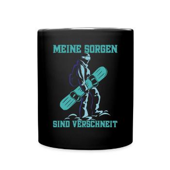 Skipiste Wintersportler Berge Snowboardfahrer - Tasse einfarbig - Schwarz - Vorne