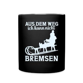 Schlitten Wintersportler Rodeln Rodler - Tasse einfarbig - Schwarz - Vorne