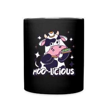 Kuh Kühe Moo-Licious Landwirt Kuhkopf - Tasse einfarbig - Schwarz - Vorne