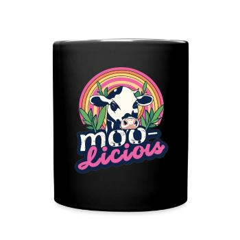 Kuh Kühe Moo-Licious Landwirt Kuhkopf - Tasse einfarbig - Schwarz - Vorne