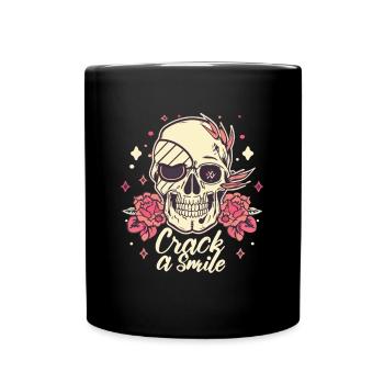 Skulls Crack A Smile Totenkopf Skull - Tasse einfarbig - Schwarz - Vorne