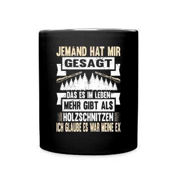 Zimmermann Schreiner Holz - Tasse einfarbig - Schwarz - Vorne