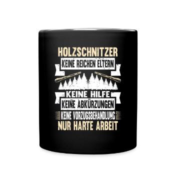 Zimmermann Schreiner Holz - Tasse einfarbig - Schwarz - Vorne