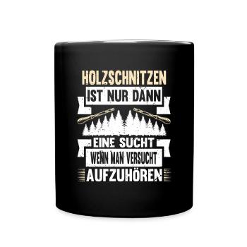 Zimmermann Schreiner Holz - Tasse einfarbig - Schwarz - Vorne
