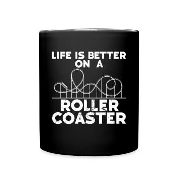 Achterbahnvergnügungspark Achterbahnfahrt - Tasse einfarbig - Schwarz - Vorne