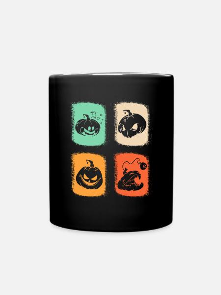 Funny Halloween Pumpkins Retro Halloween Pumpkin - Tasse einfarbig - Schwarz