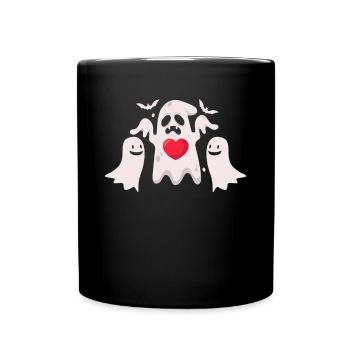 Halloween Ghost Heart Ghost Funny Halloween Ghosts - Tasse einfarbig - Schwarz - Vorne