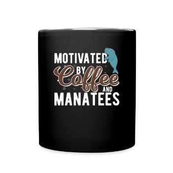 Motivated by coffee and Manatees Sweet Ocean Manatee - Full Colour Mug - black - Front