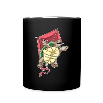 Turtle Kite Flying Kite - Full Colour Mug - black - Front