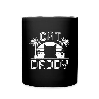 Cat Daddy Dad fathers day retro summer cat papa - Full Colour Mug - black - Front