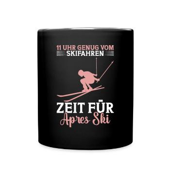 Snowboard Apres Ski Party Kostüm Skifahren Rodel - Tasse einfarbig - Schwarz - Vorne