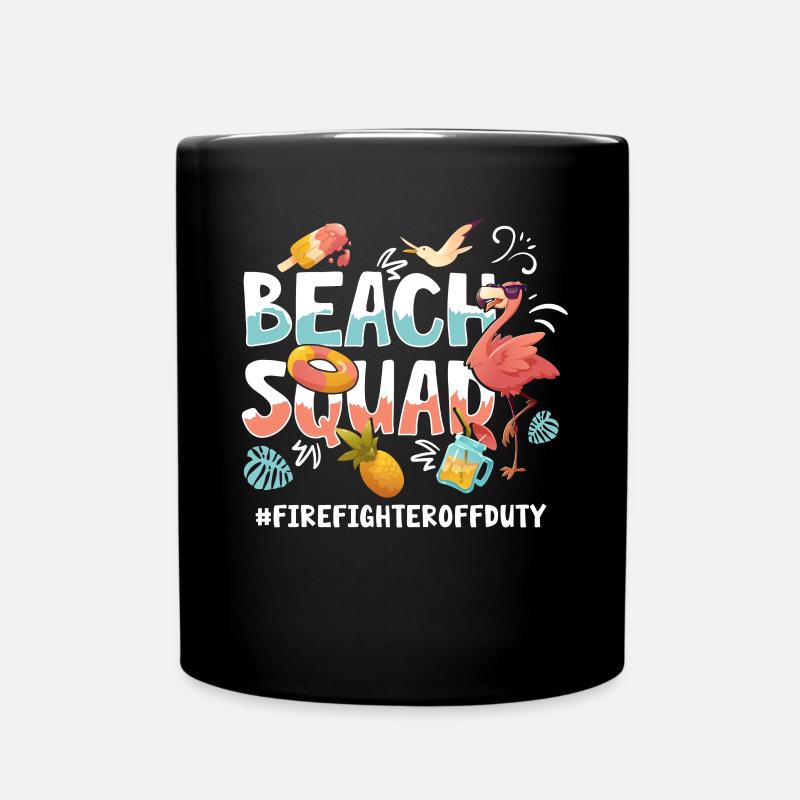 Feuerwehr Urlaub Strandgruppe - Tasse einfarbig - Schwarz