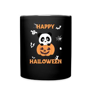 Panda in Pumpkin Cute Pandas Happy Halloween - Full Colour Mug - black - Front