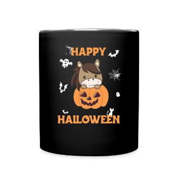 Cheval dans la citrouille Chevaux mignons Joyeux Halloween - Mug uni - noir - Devant