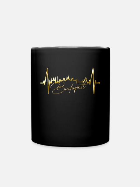 Budapest Skyline Herzschlag Ungarn Herz Budapester - Tasse einfarbig - Schwarz