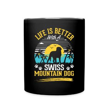 Life is better with a mountain dog - Full Colour Mug - black - Front