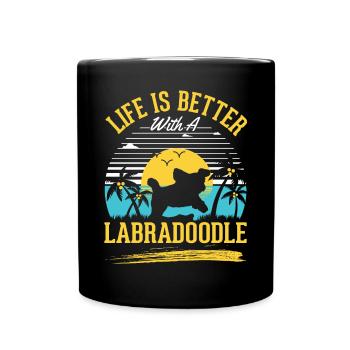Life is better with a Labradoodle - Full Colour Mug - black - Front