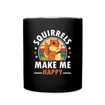 Retro Chipmunk Squirrels Make Me Happy Animal Vint - Full Colour Mug - black - Front